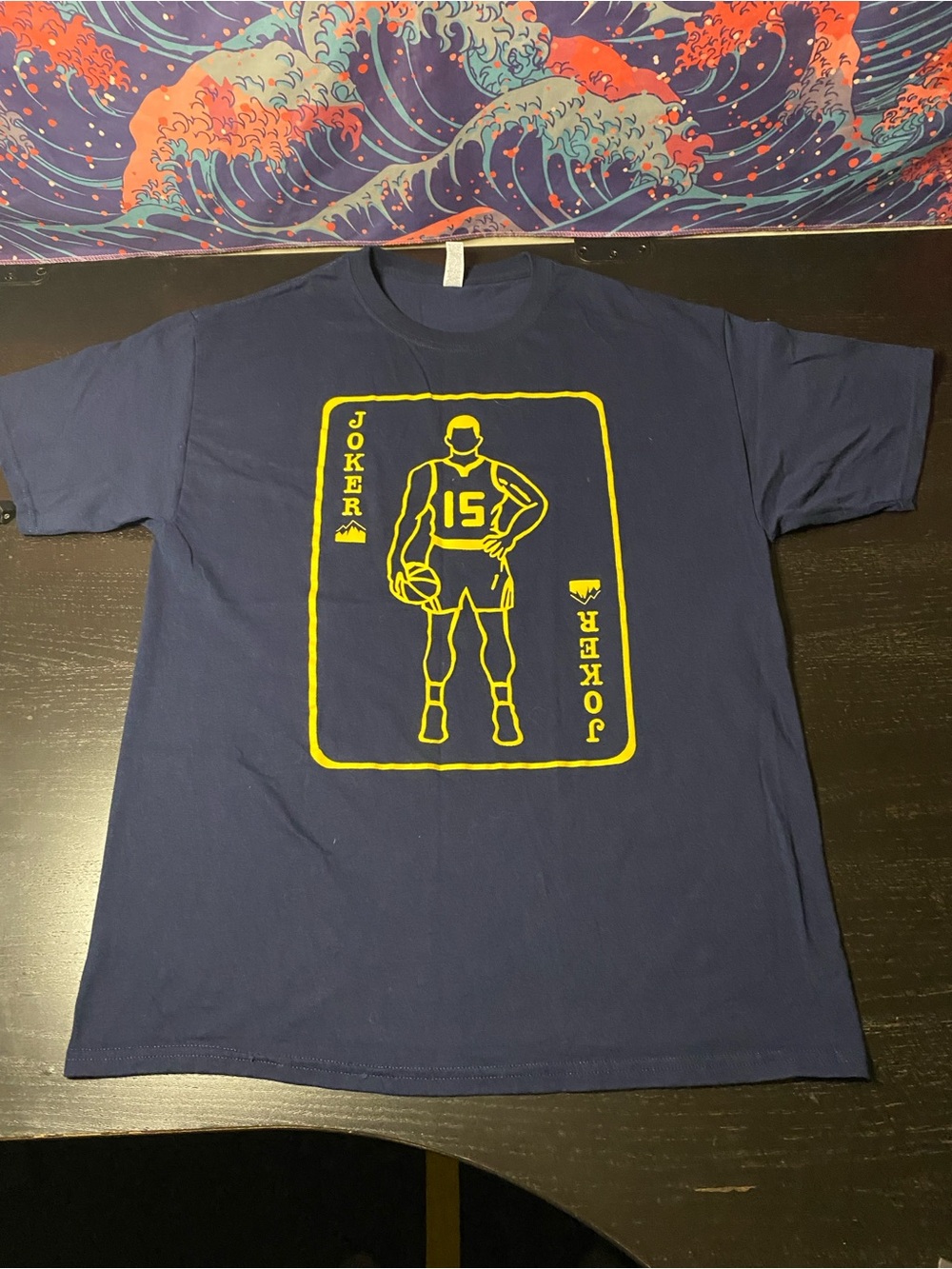 Jerzees Navy Short Sleeve T-Shirt with Yellow Basketball Joker Graphic